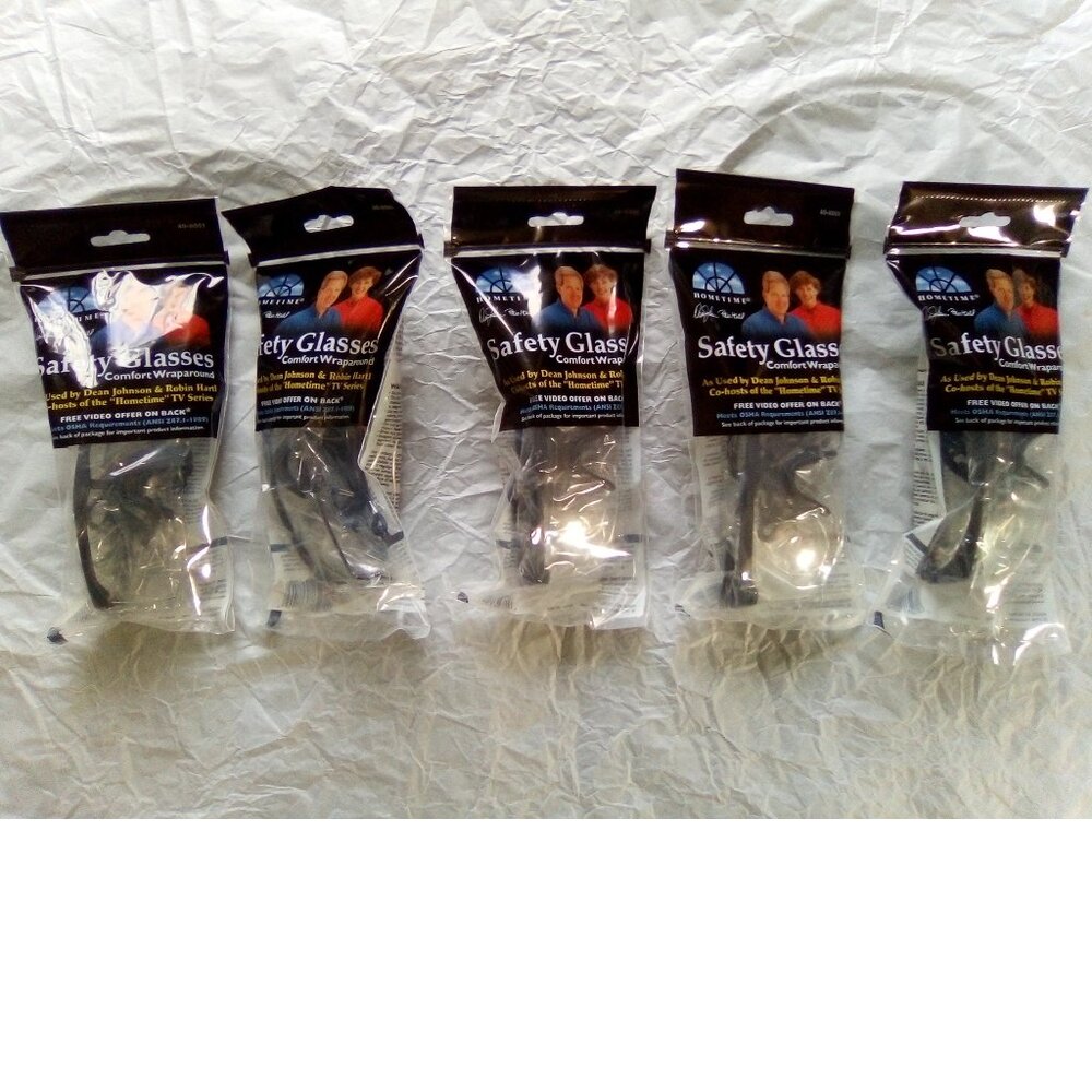 5 Pairs of Hometime Safety Glasses - Comfort Wraparound